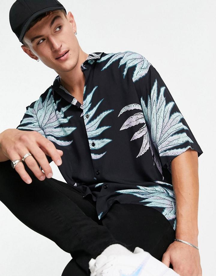 Topman Floral Shirt In Black