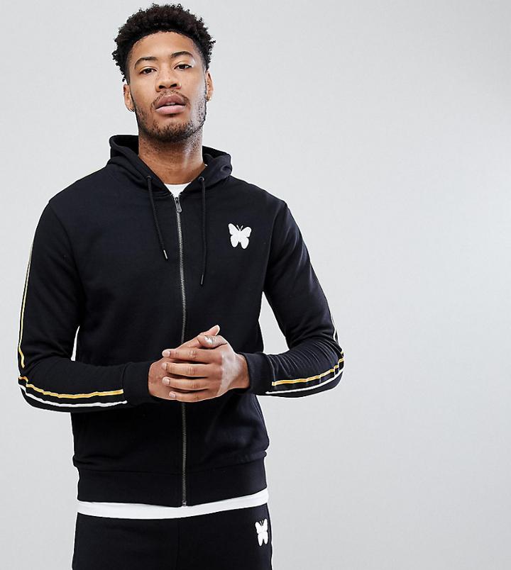 Good For Nothing Tall Hoodie In Black With Taping - Black