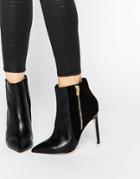 Asos Ecuador Wide Fit Pointed High Ankle Boots - Black
