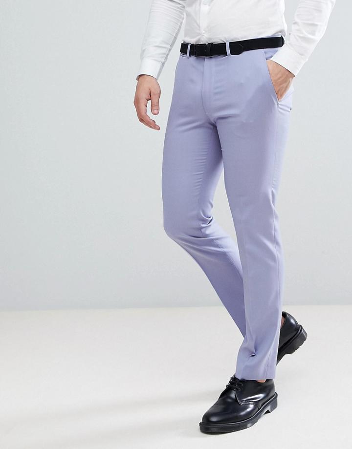 Asos Wedding Skinny Suit Pants In Pale Blue 100% Wool - Blue