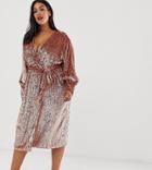 Asos Edition Curve Sequin Wrap Midi Dress - Copper