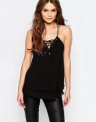 New Look Lace Up Cami - Black