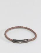 Emporio Armani Leather Bracelet In Brown - Brown
