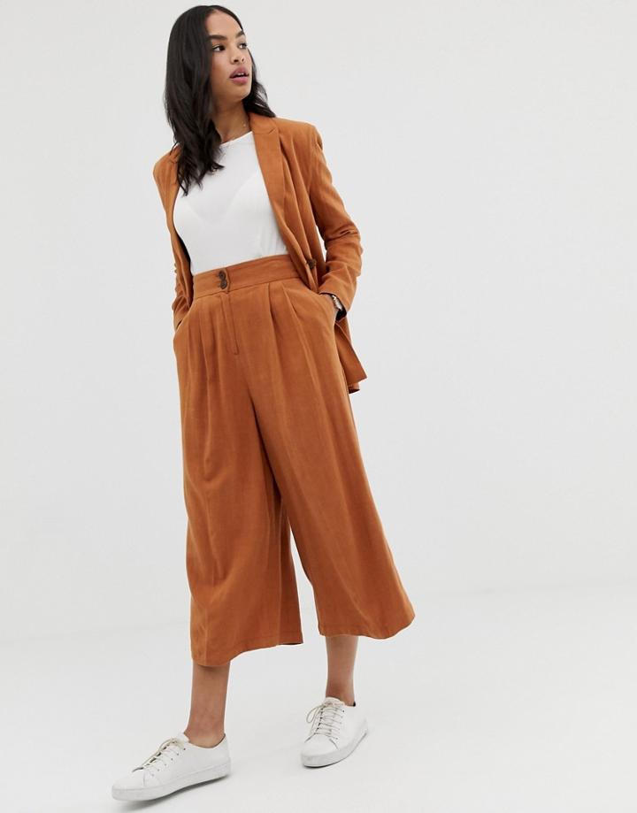 Asos Design Gutsy Linen Culottes - Brown