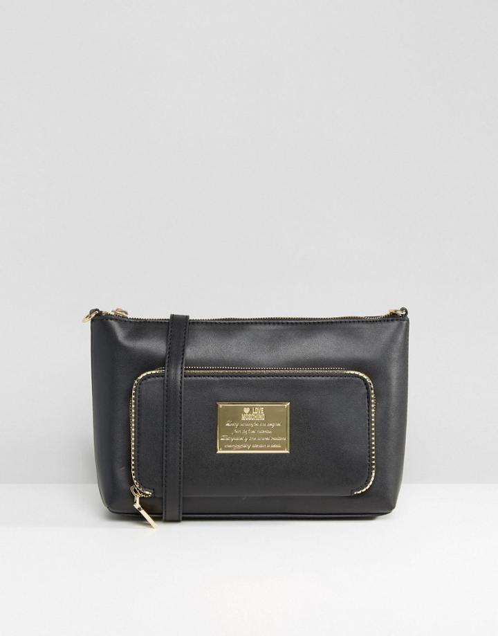Love Moschino Double Compartment Cross Body Bag - Black