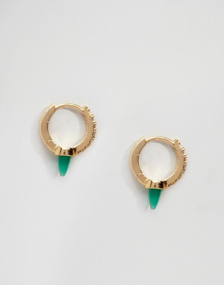 Orelia Rhinestone And Spike Hoop Earrings - Gold