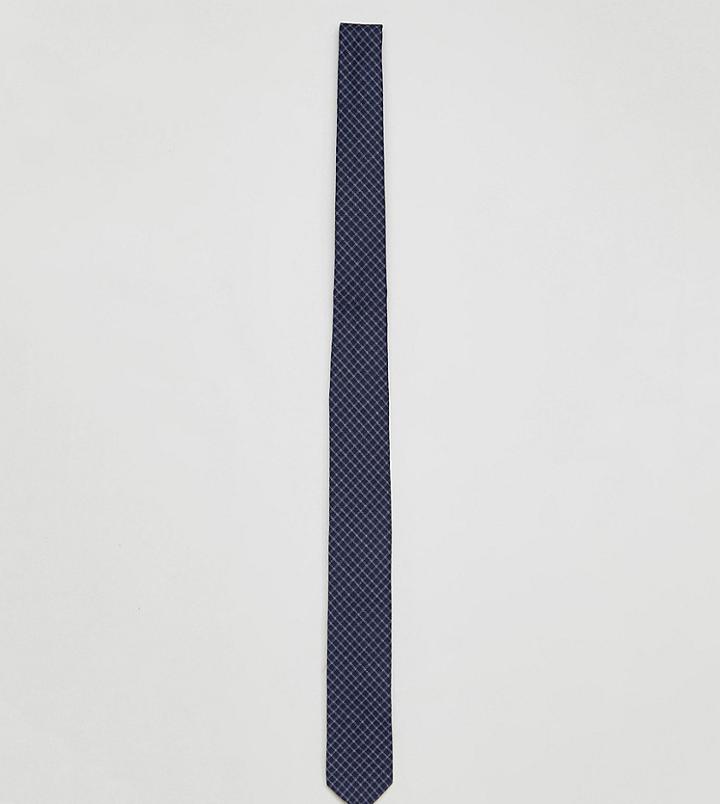 Noak Tie In Mini Grid Check - Navy