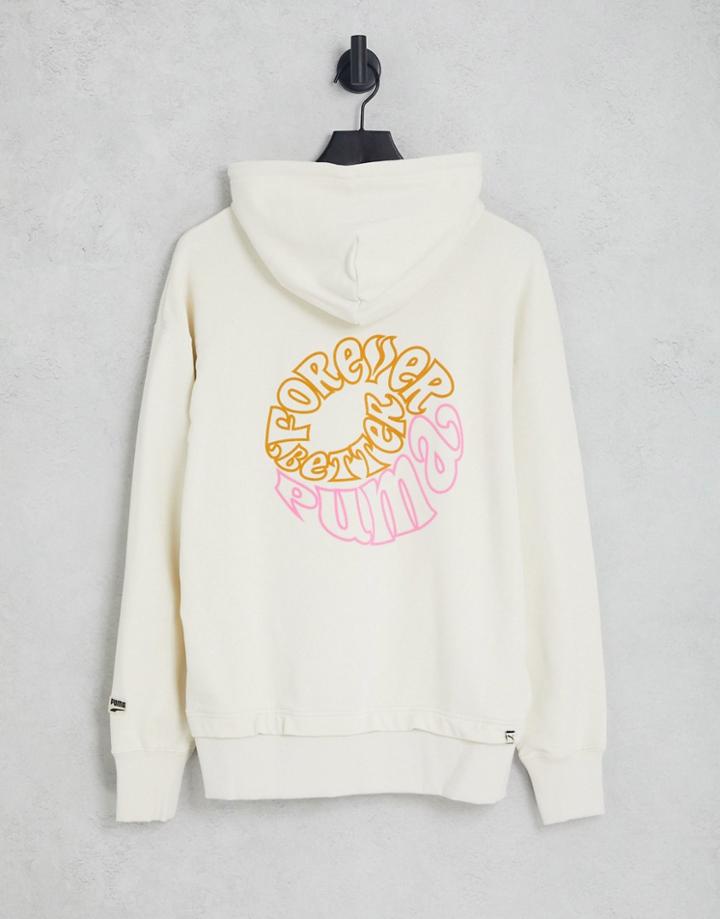 Puma Downtown Graphic Hoodie In Off White