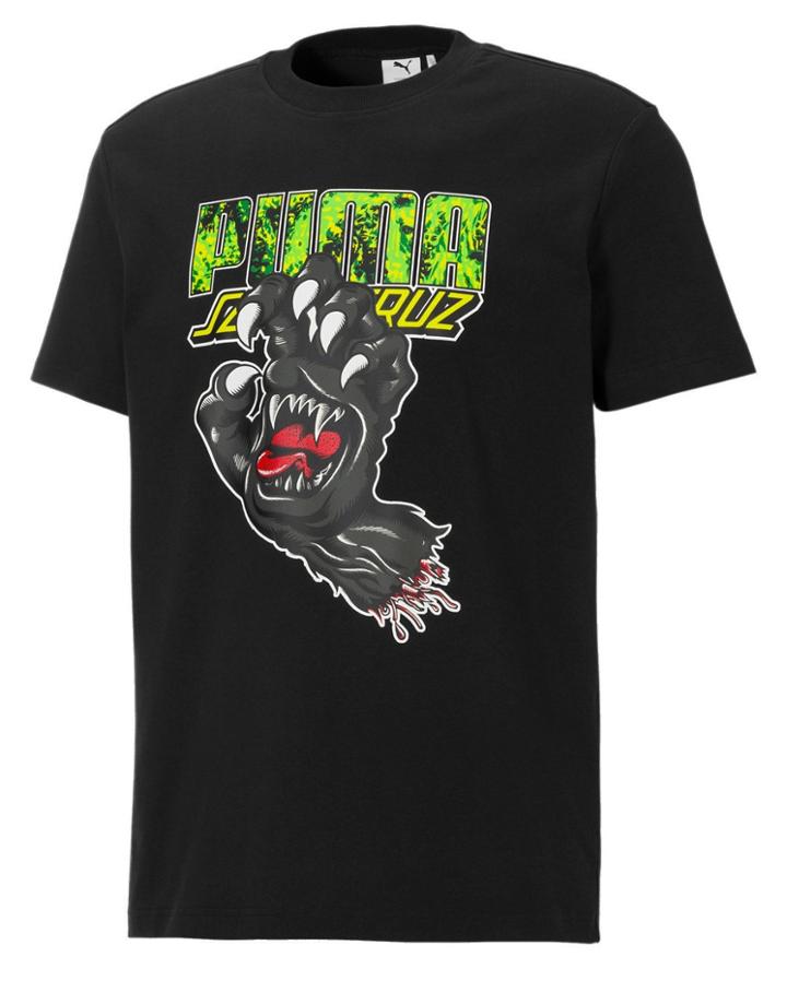 Puma X Santa Cruz Graphic T-shirt In Black And Lime Green