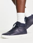Lacoste Straightset Hi Top Sneakers In Navy/off White
