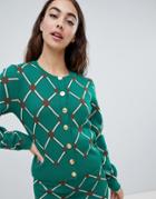 Asos Design Two-piece Cardigan In Argyle Pattern - Green