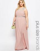 Tfnc Plus Wedding Multi Row Embellished Maxi Dress - Pink