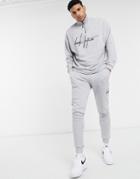 Asos Dark Future Co-ord Oversized Half-zip Sweatshirt In Gray Marl With Front Logo-grey