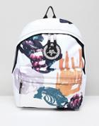 Hype Abstraction Print Backpack In White - White