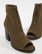 Asos Design Ella Zip Knitted Shoe Boots - Green