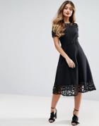 Asos Premium Lace Insert Midi Dress - Black