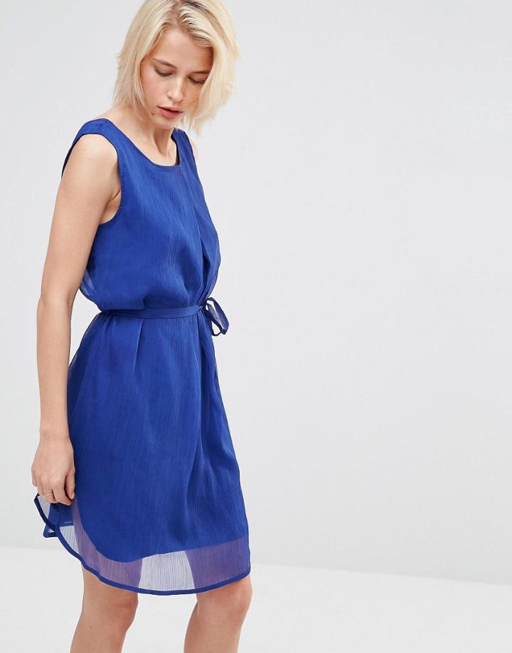 Lavand Waist Tie Dress In Bright Blue - Blue