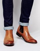 Asos Chelsea Boots In Tan Leather With Round Toe - Tan