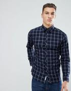 Jack & Jones Core Slim Fit Shirt With Grid Check - Navy