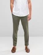 Asos Skinny Cropped Smart Trousers In Khaki - Green
