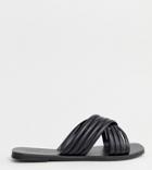 Asos Design Wide Fit Falsetto Cross Strap Flat Sandals In Black - Black