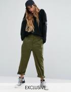 Reclaimed Vintage Military Pants With Raw Hem - Green
