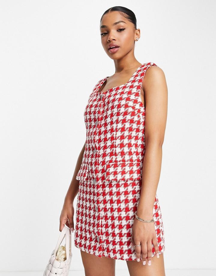 Urban Revivo Scoop Neck Mini Dress In Red Check