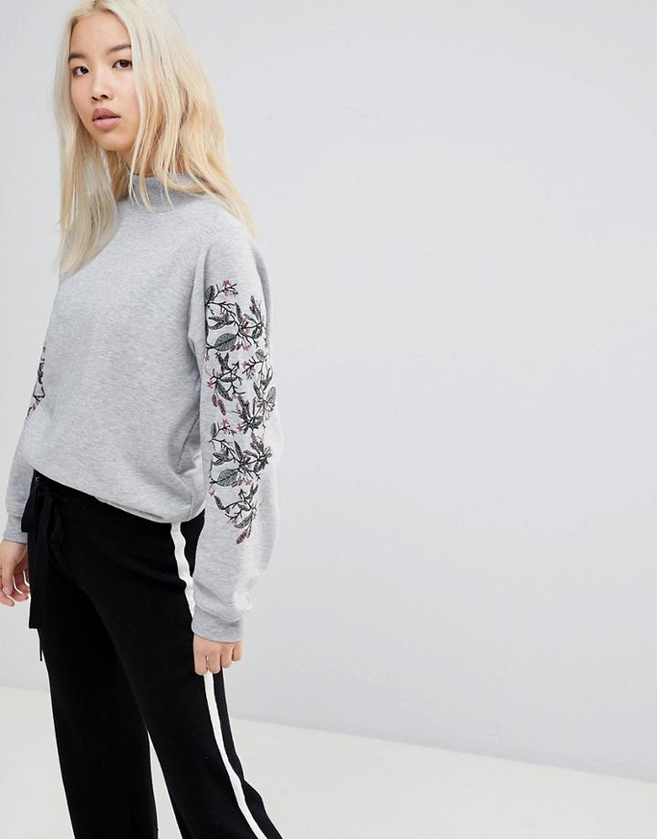 B.young Printed Sleeve Sweatshirt - Gray