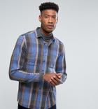 Asos Design Tall Regular Fit Check Shirt In Pale Blue - Blue