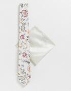 Gianni Feraud Liberty Print Tie And Pocket Square-white