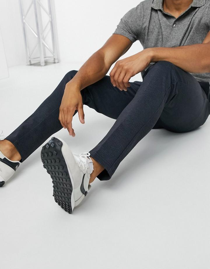 Jack & Jones Intelligence Slim Fit Jersey Pants In Navy Herringbone