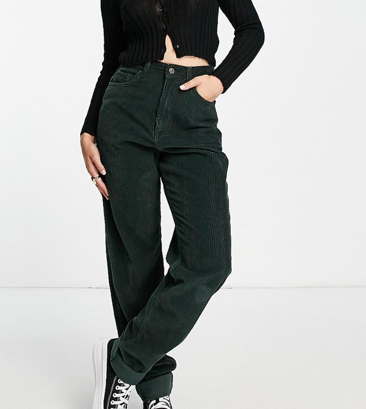 Asos Design Tall High Rise 'slouchy' Mom Jean In Forest Green Cord