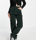 Asos Design Tall High Rise 'slouchy' Mom Jean In Forest Green Cord