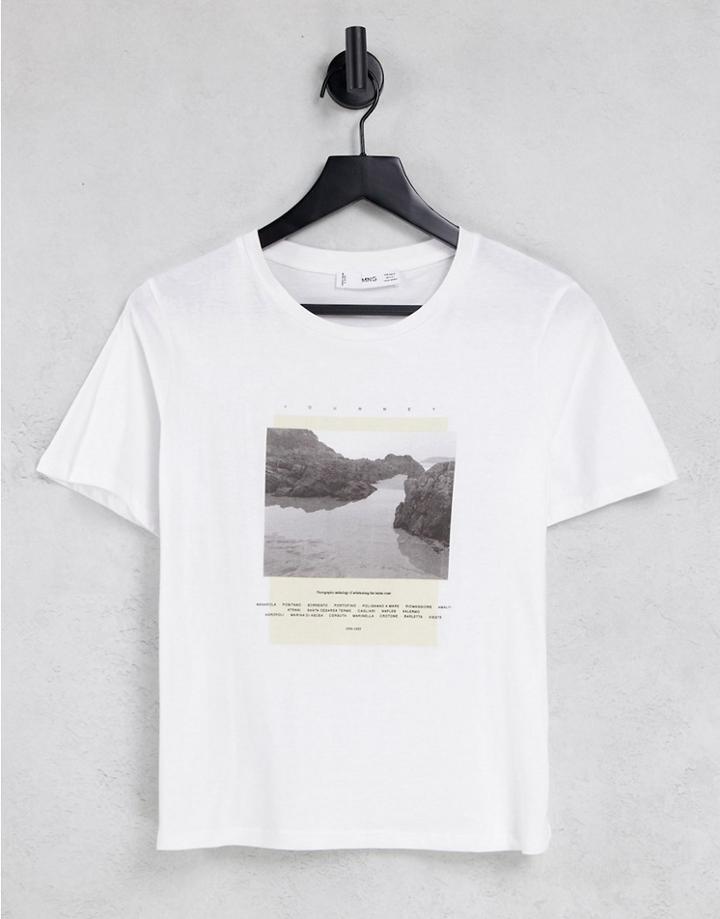 Mango Graphic T-shirt In White