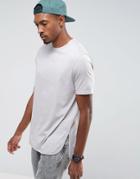 Asos Super Longline T-shirt With Curved Hem - Gray