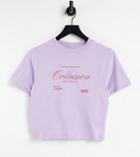 Collusion Plus Fitted T-shirt With Brand Print In Lilac-purple
