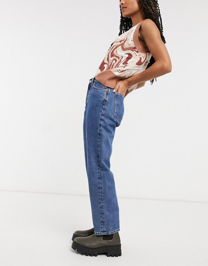 & Other Stories Keeper Organic Cotton Straight Cropped Jeans In River Blue