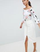 Ted Baker Rosci Crepe Zip Midi Skirt - White
