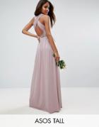 Asos Tall Wedding Drape Twist Back Maxi Dress - Purple