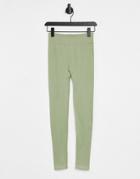 South Beach Seamless Ribbed Leggings In Sage Green