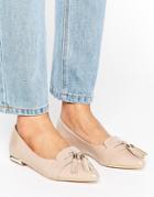 Miss Kg Nikki Pointed Tassel Flat Shoes - Beige