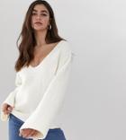 Asos Design Tall Slouchy V Neck Sweater - White