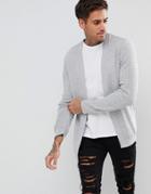 Asos Lightweight Cable Cardigan In Pale Gray - Gray