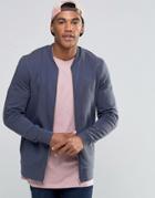 Asos Muscle Jersey Bomber Jacket With Contrast Back