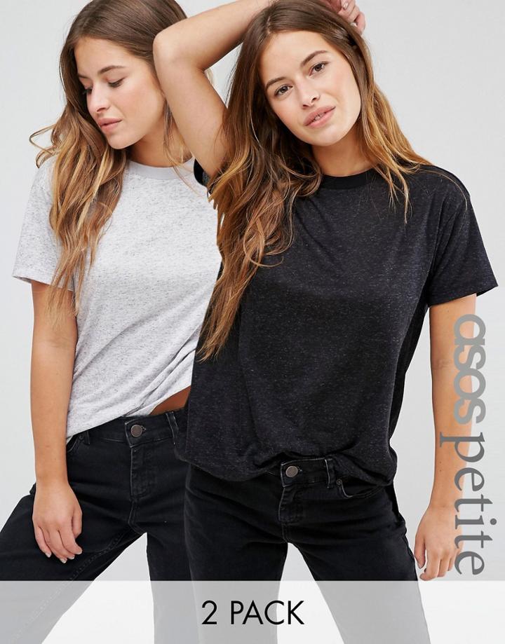 Asos Petite Linen Mix T-shirt 2 Pack - Multi