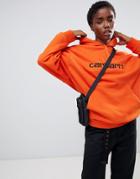 Carhartt Wip Relaxed Hoodie With Logo - Orange