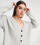 Reclaimed Vintage Inspired Plus Button Up Cardigan In Gray-grey