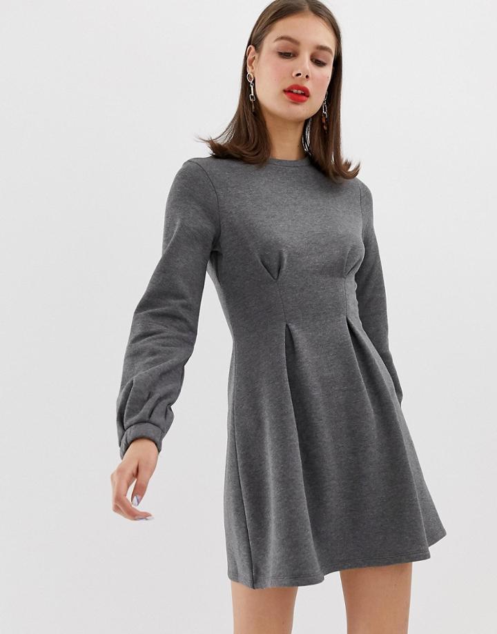 River Island Sweat Dress With Tapered Waist In Gray