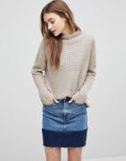 Qed London High Neck Sweater - Beige