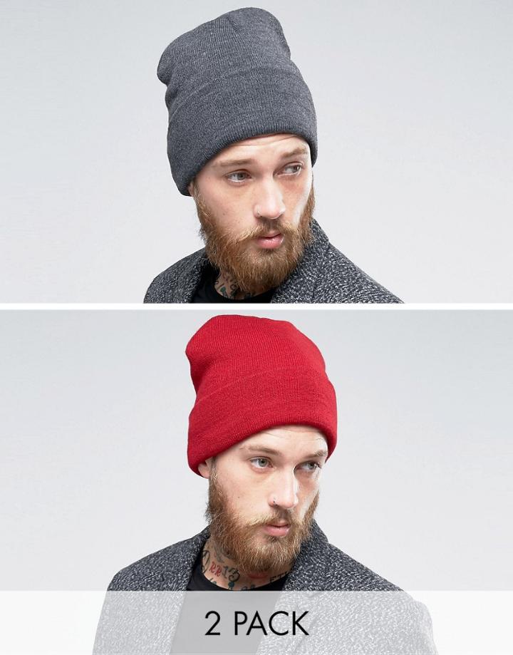 Gregorys 2 Pack Beanie Charcoal/burgundy - Multi